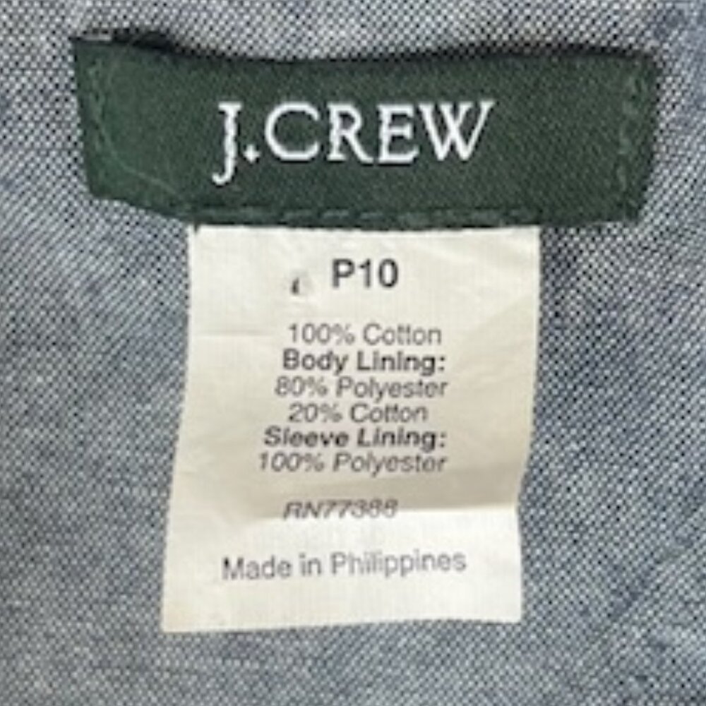 Vintage J.Crew Blue Gingham 100% Cotton Blazer - new! - Picture 10 of 11